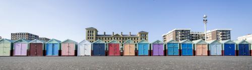 Colourful beach huts on Hove promenade