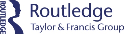 Routledge, Taylor & Francis logo in blue
